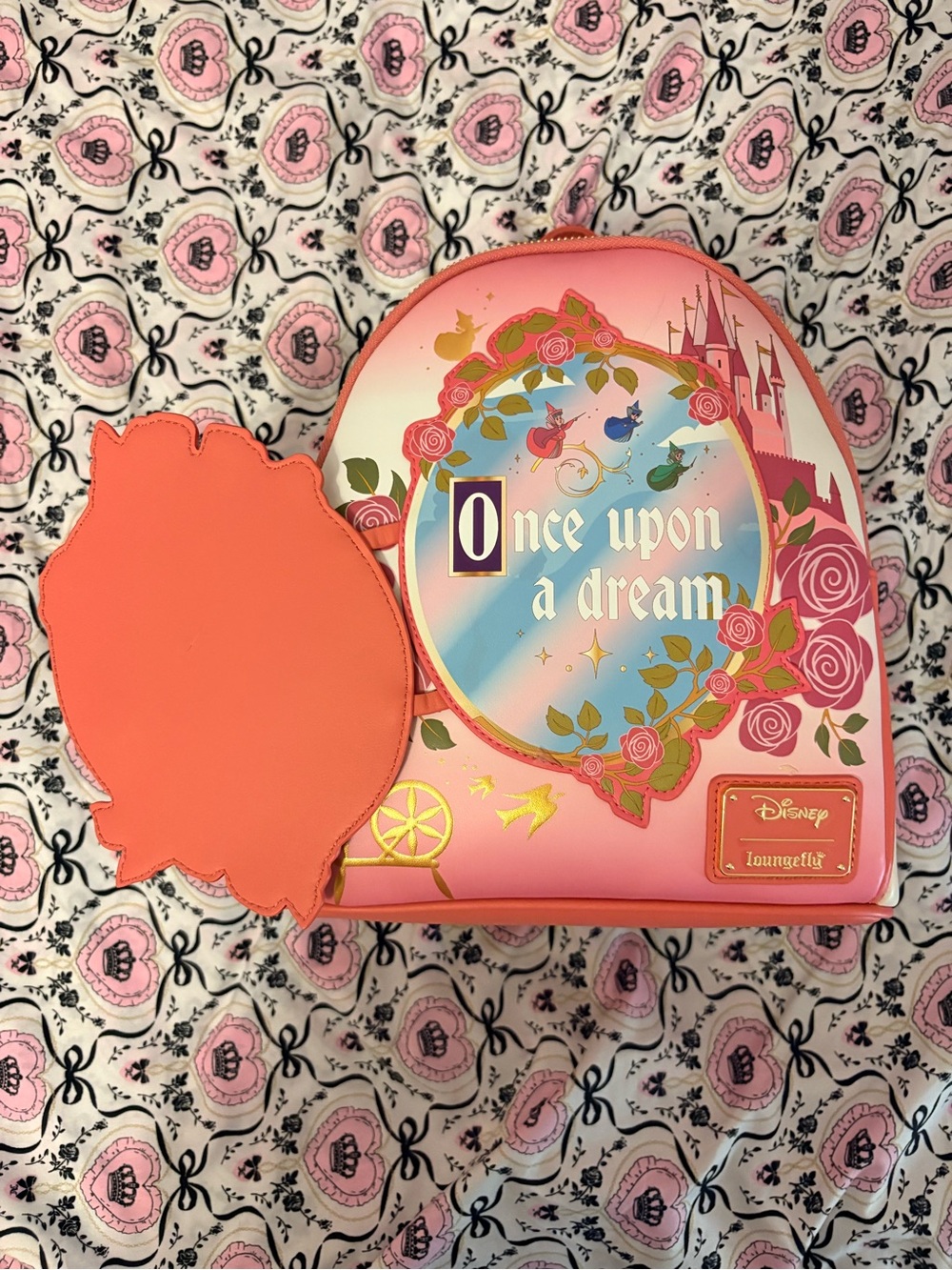 Loungefly Disney Sleeping Beauty Aurora Floral Magnetic Door Mini Backpack - Picture 2 of 4